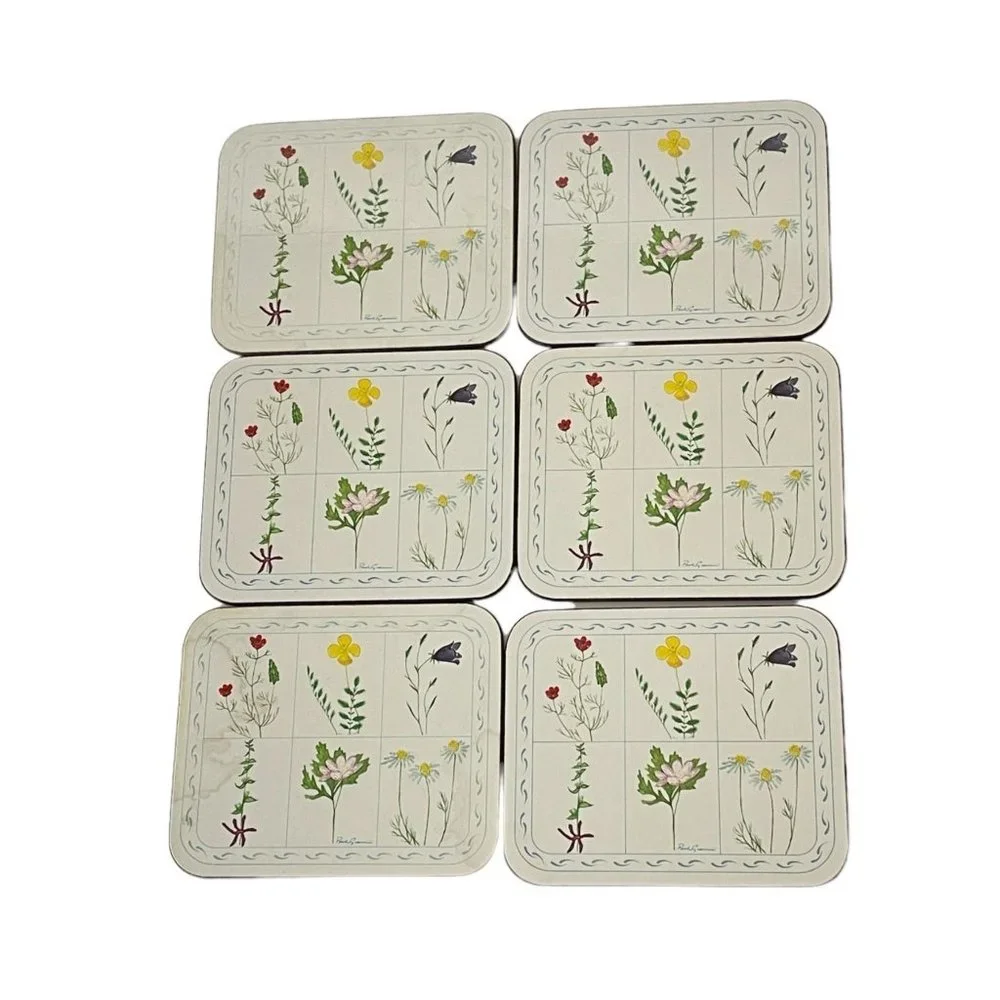 Vintage Jason Drink Coasters Flower Box Cork Backed Rectangle Set 6 New Zealand